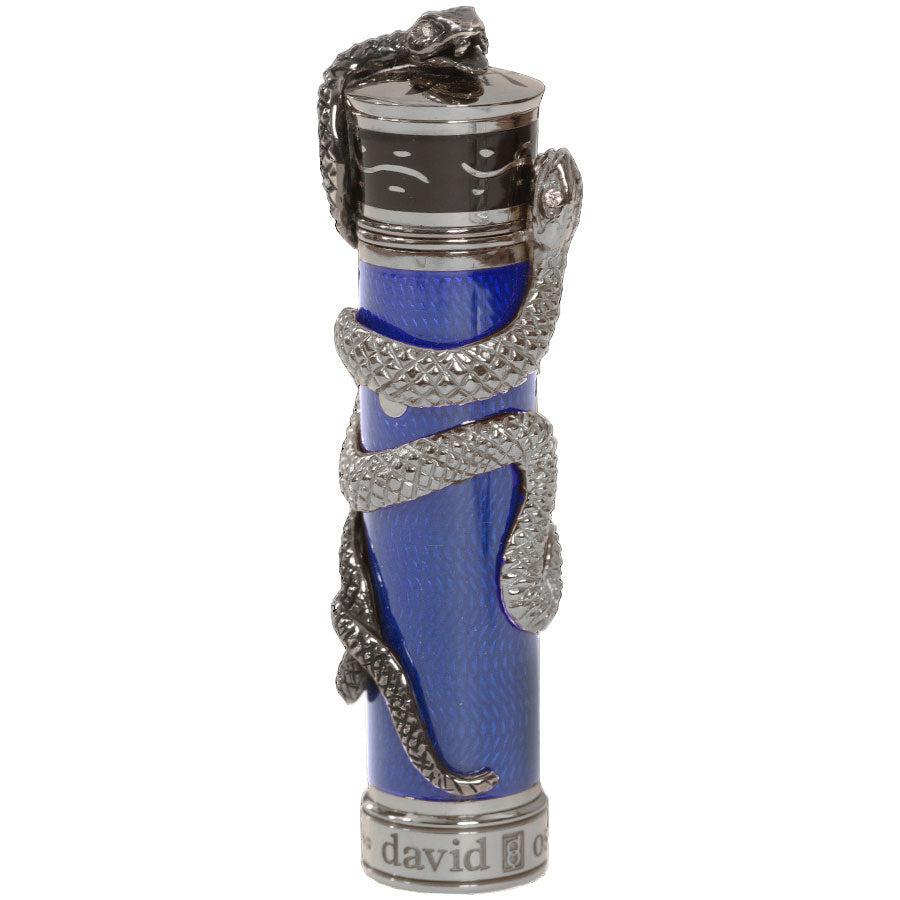 David Oscarson Black Water Snake Fountain Pen - Translucent Royal Blue and Opaque Black Hard Enamel - Pen Boutique Ltd