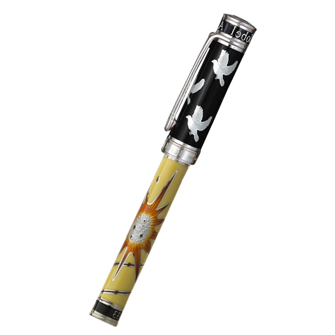 David Oscarson Alfred Bernhard Nobel Rollerball Pen - Black Silver w/ Yellow Barrel - Pen Boutique Ltd