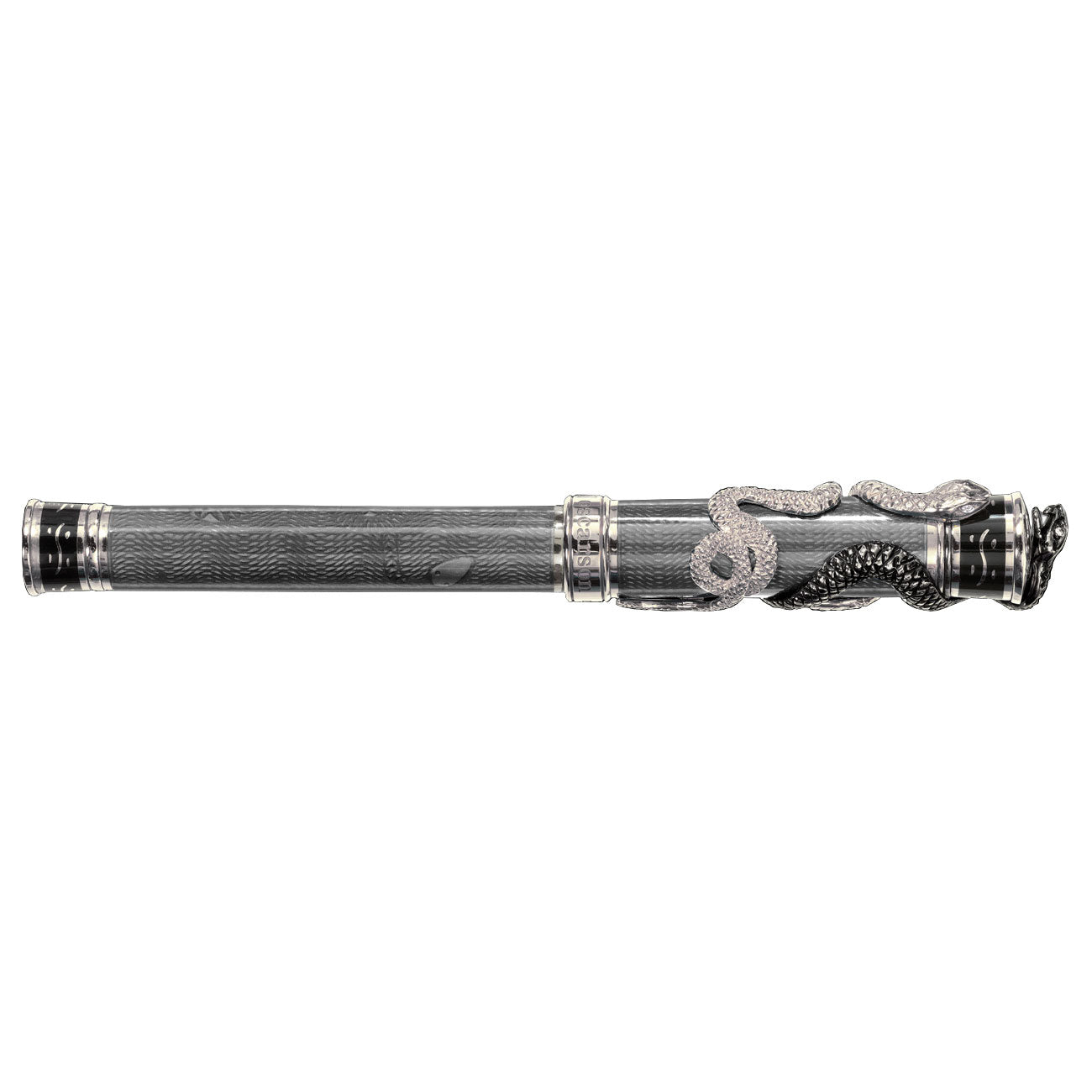 David Oscarson Black Water Snake Fountain Pen - Translucent Grey and Opaque Black Hard Enamel-Pen Boutique Ltd
