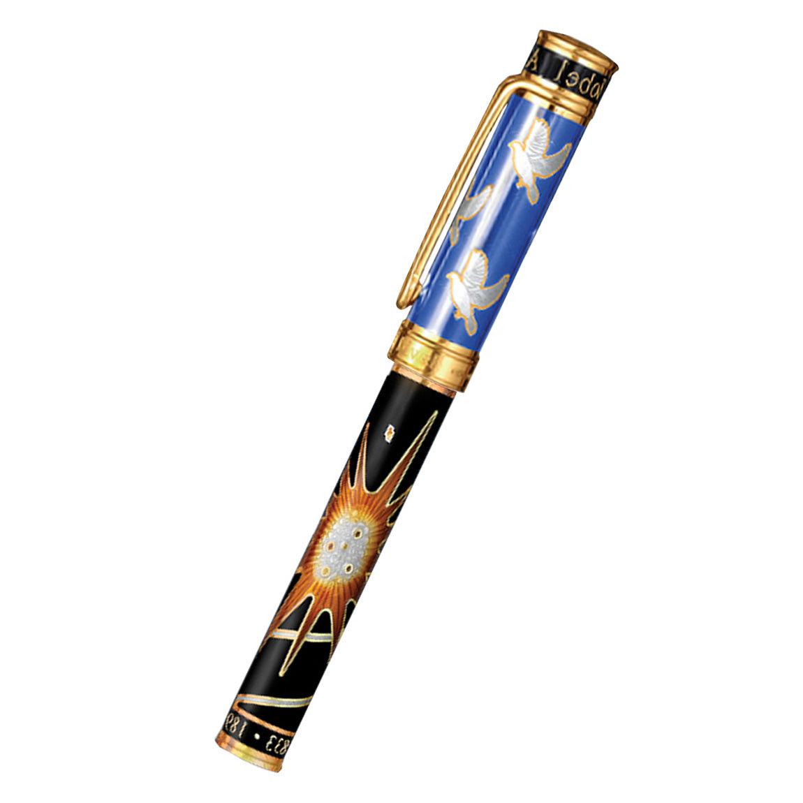David Oscarson Alfred Bernhard Nobel Rollerball Pen - Blue Gold w/ Black Barrel - Pen Boutique Ltd