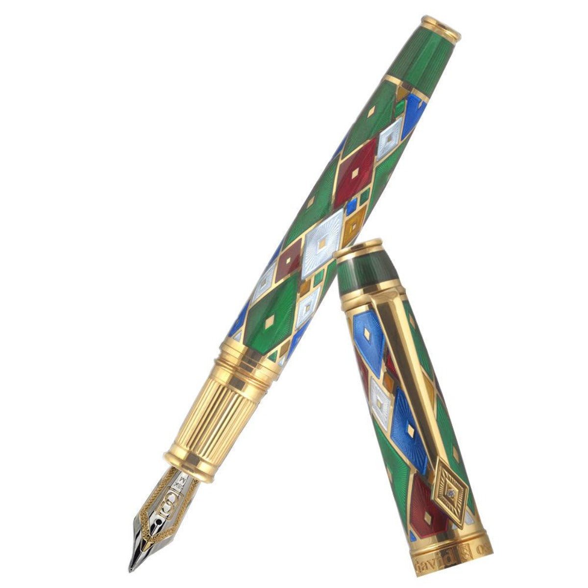 David Oscarson Harlequin Fountain Pen - Emerald Green - Pen Boutique Ltd