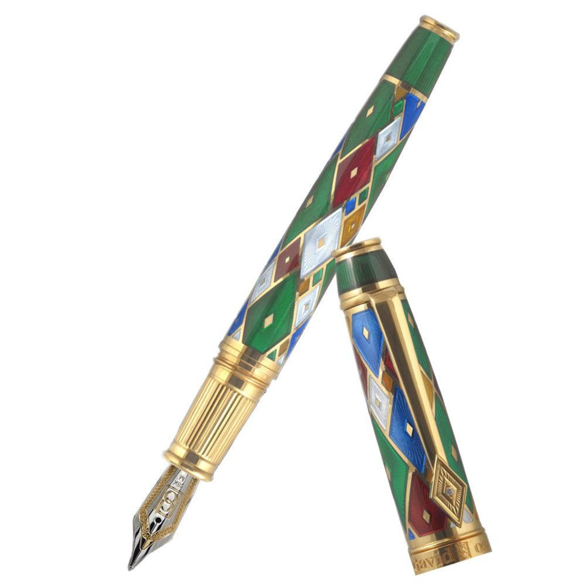 David Oscarson Harlequin Fountain Pen - Emerald Green-Pen Boutique Ltd