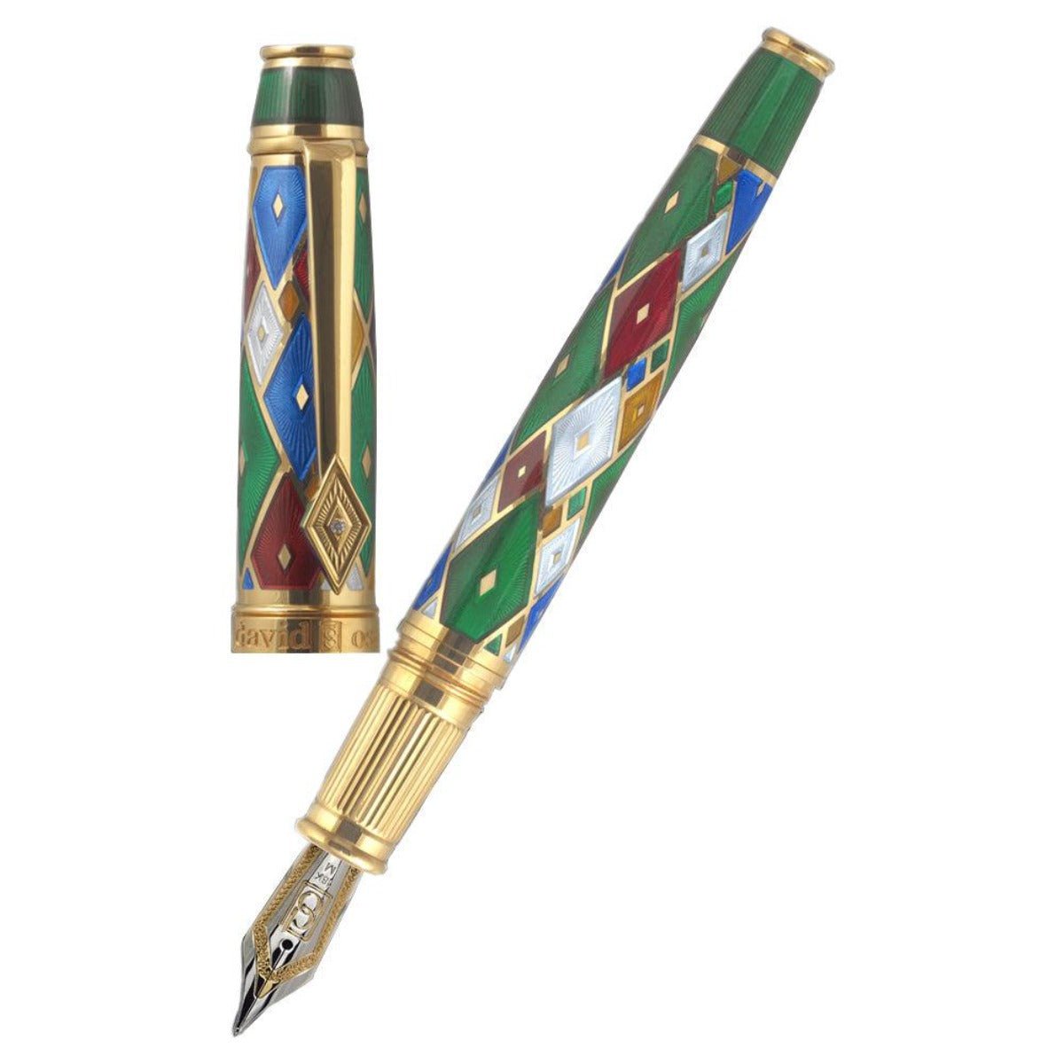 David Oscarson Harlequin Fountain Pen - Emerald Green - Pen Boutique Ltd