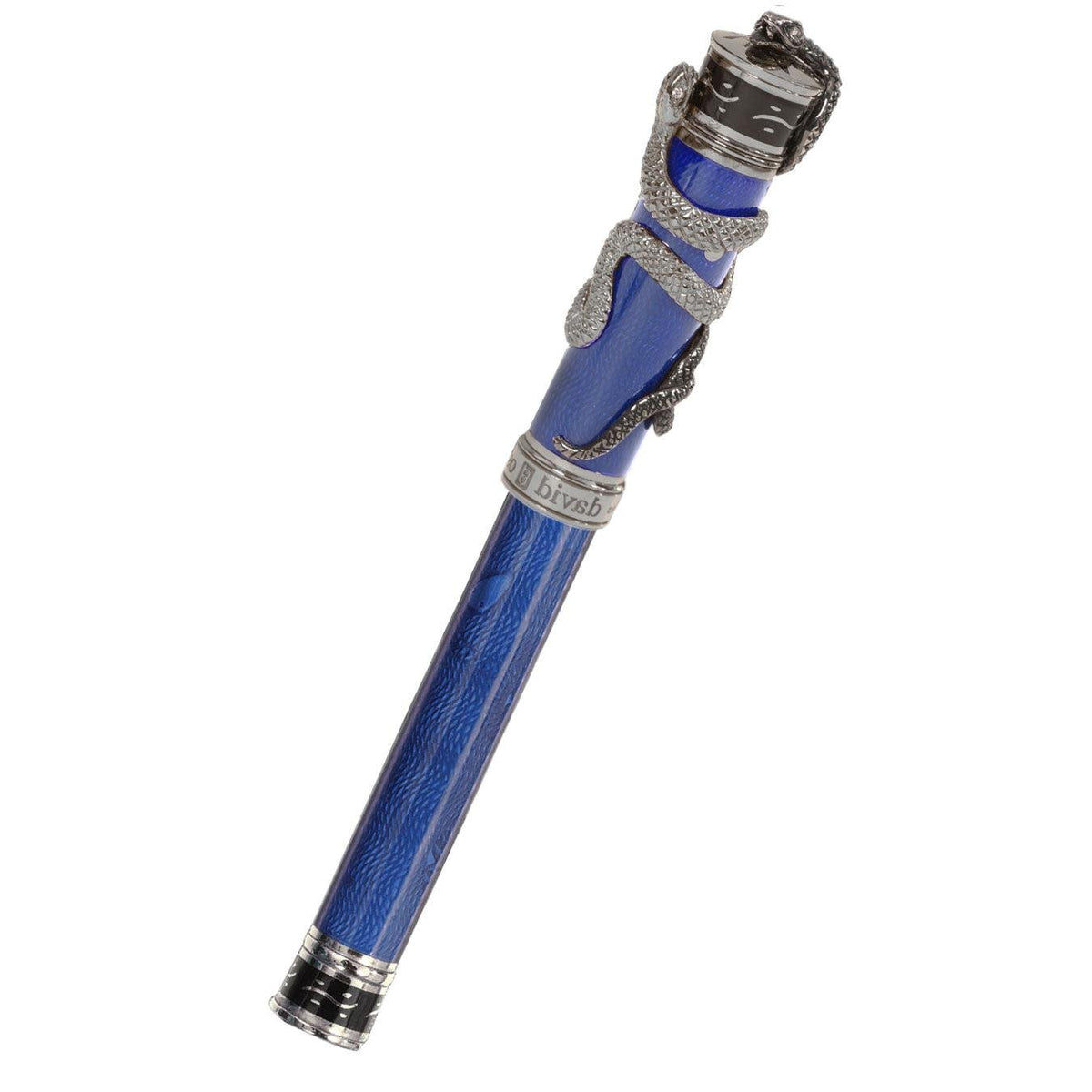 David Oscarson Black Water Snake Rollerball Pen - Translucent Royal Blue and Opaque Black Hard Enamel - Pen Boutique Ltd