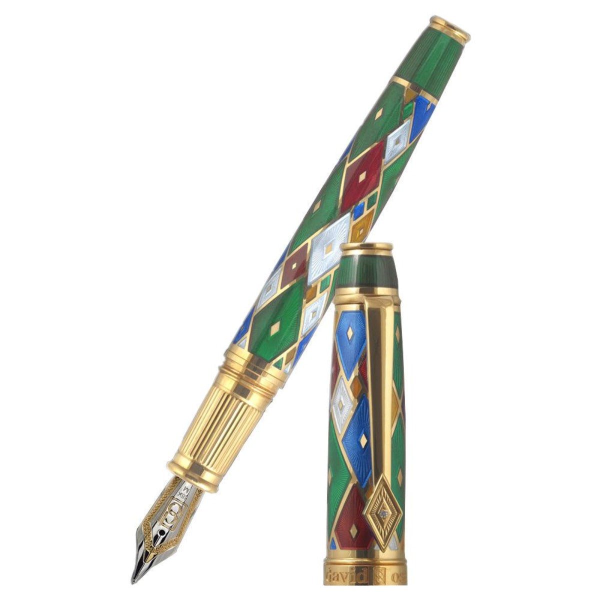 David Oscarson Harlequin Fountain Pen - Emerald Green - Pen Boutique Ltd