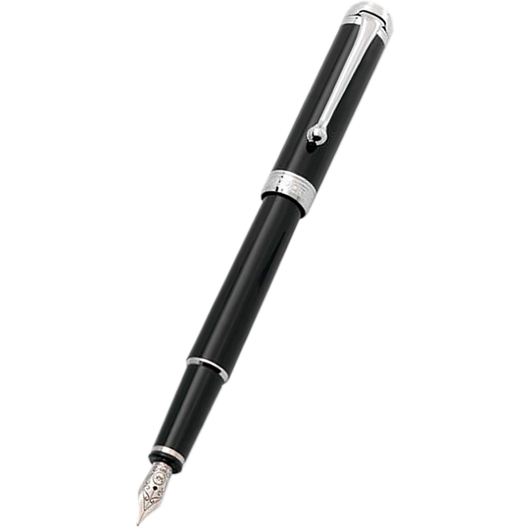 Aurora Talentum Finesse Fountain Pen - Black - Chrome Trim - Pen Boutique Ltd