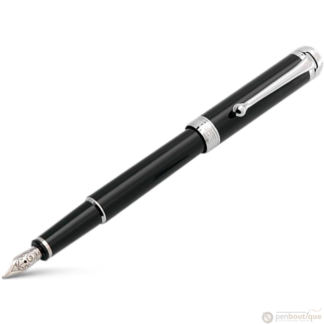 Aurora Talentum Finesse Fountain Pen - Black - Chrome Trim - Pen Boutique Ltd