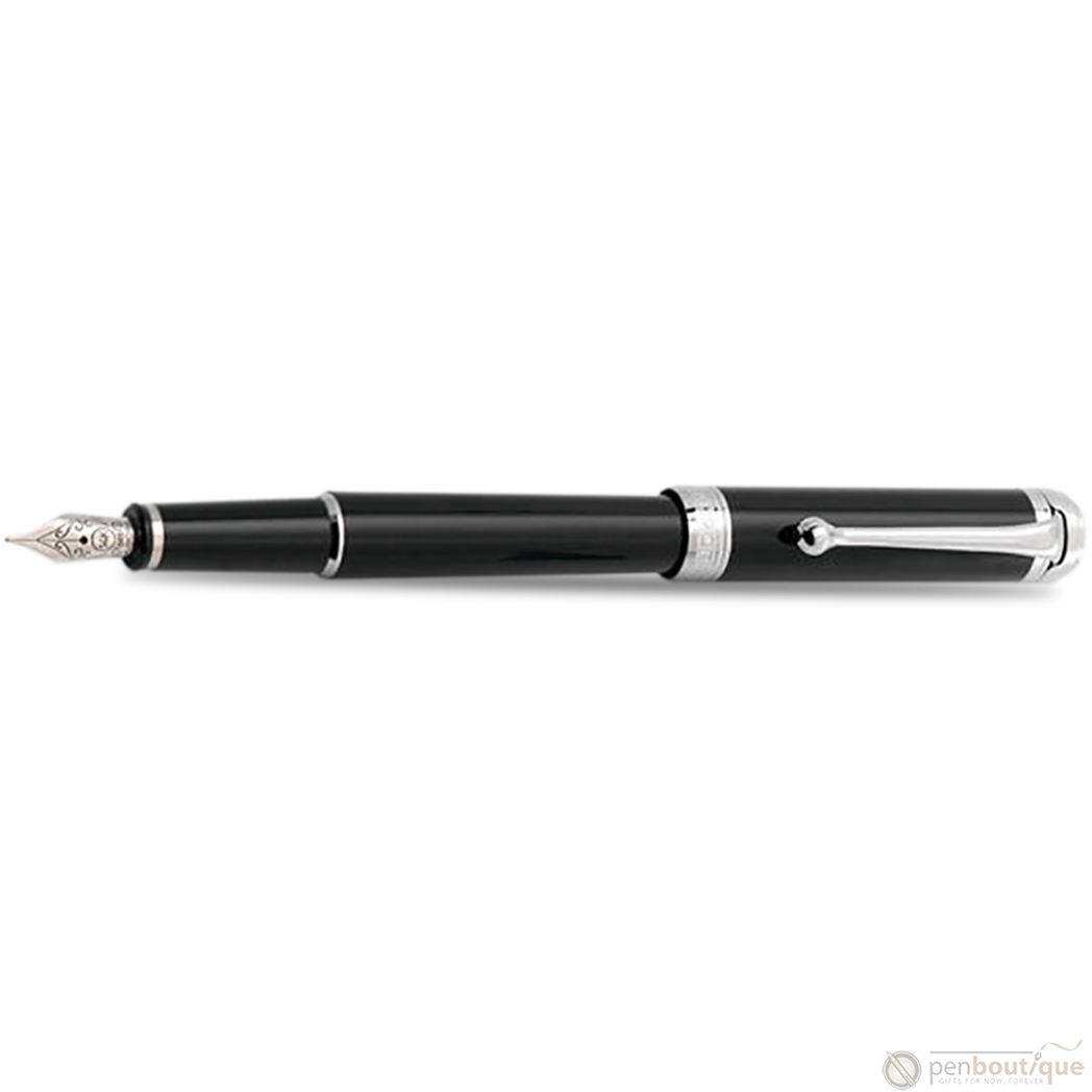 Aurora Talentum Finesse Fountain Pen - Black - Chrome Trim - Pen Boutique Ltd