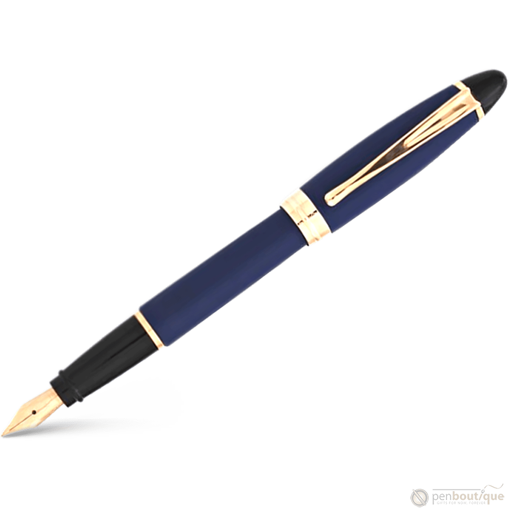 Aurora Ipsilon Fountain Pen - Satin Blue - Rose Gold Trim - Pen Boutique Ltd
