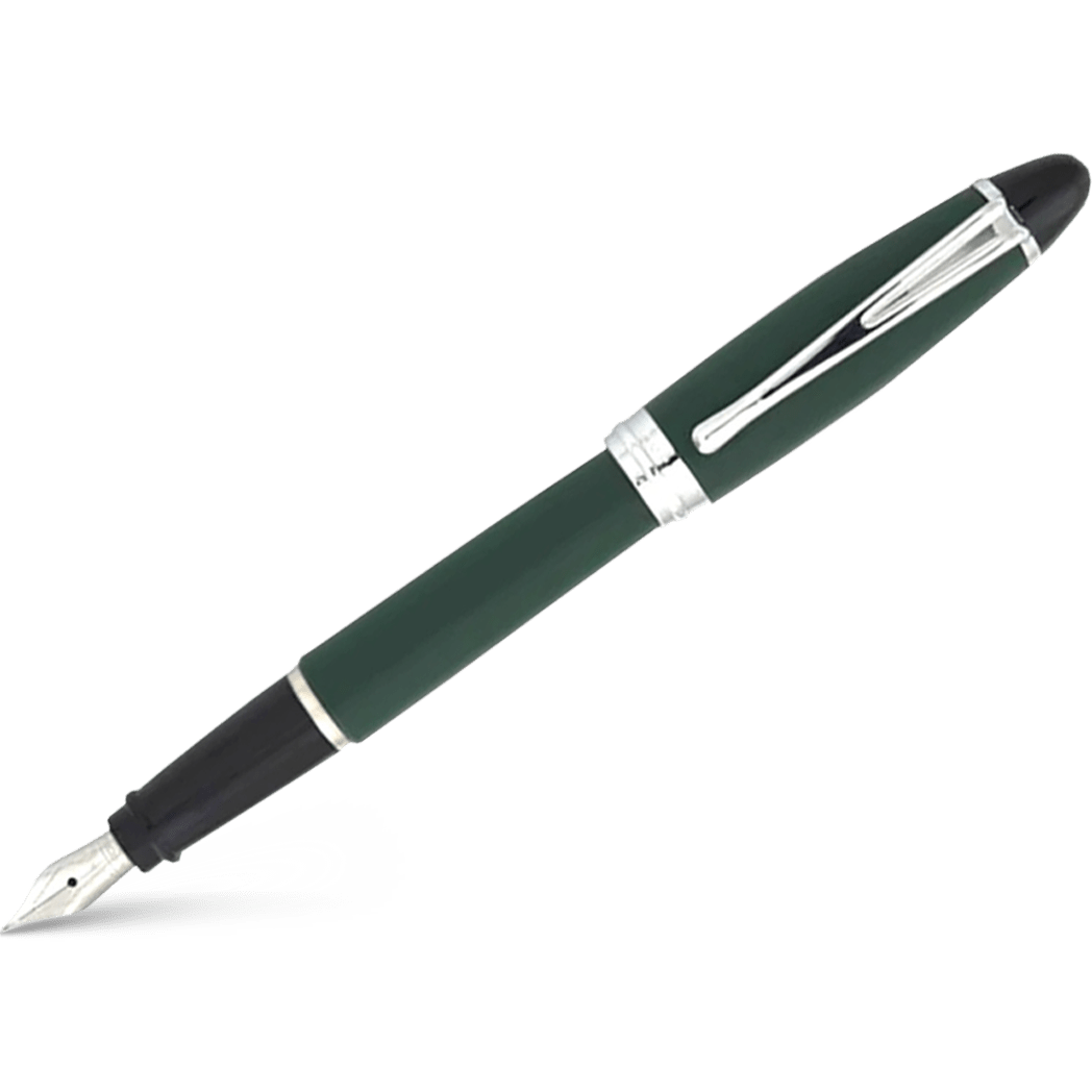 Aurora Ipsilon Fountain Pen - Satin Green - Chrome Trim - Pen Boutique Ltd