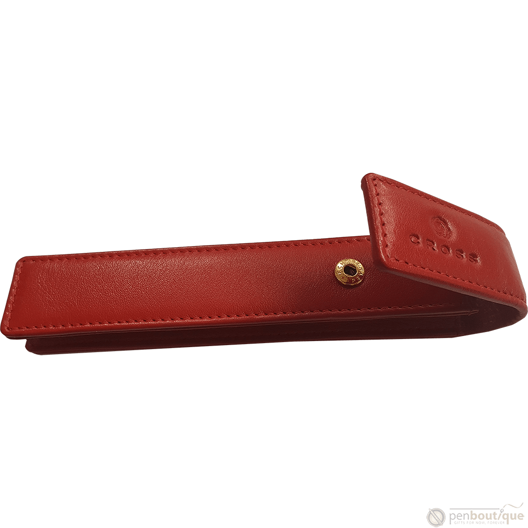 Cross Red Leather Single Pen Case Flap - Pen Boutique Ltd