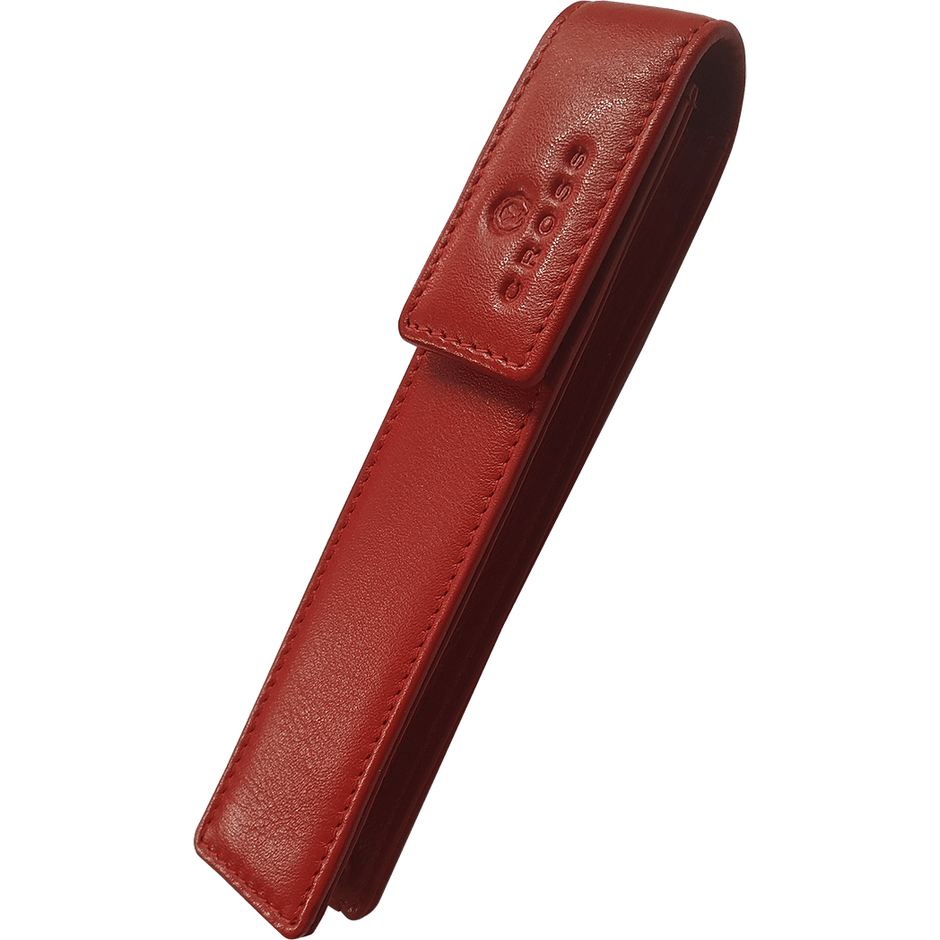 Cross Red Leather Single Pen Case Flap - Pen Boutique Ltd