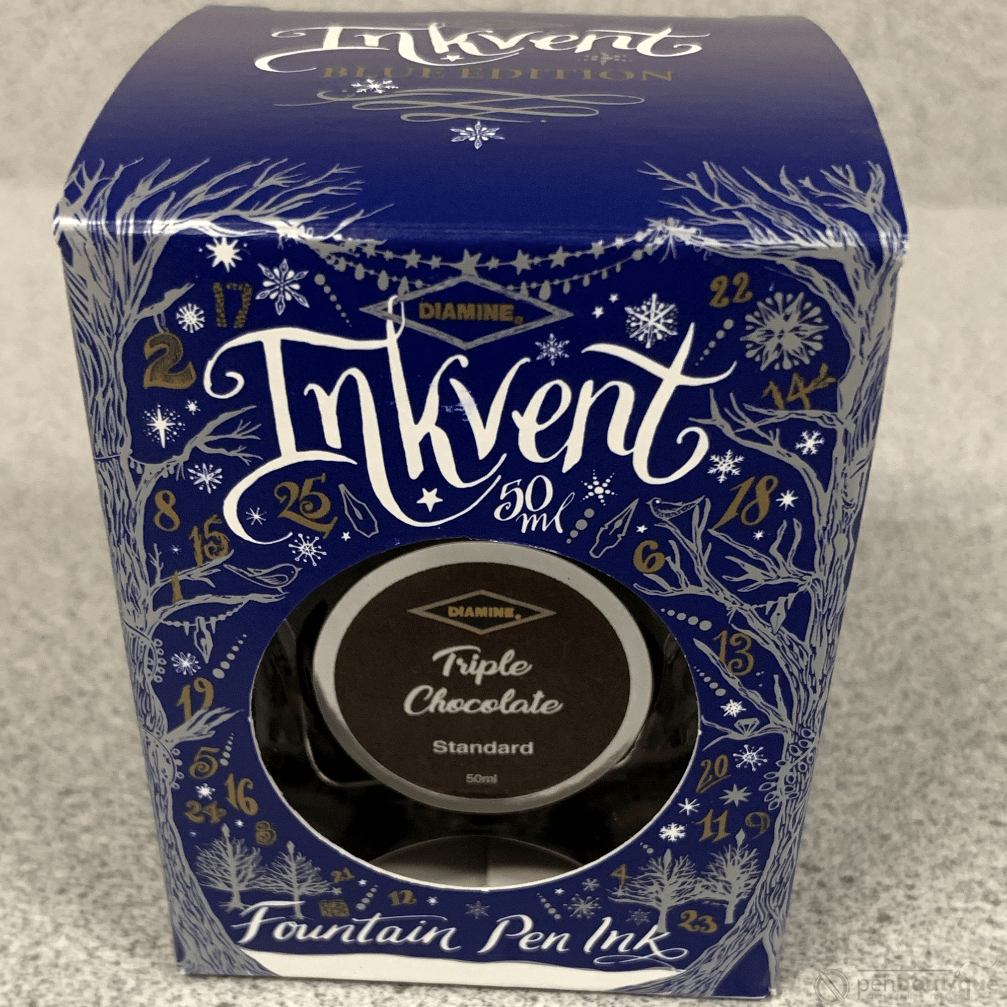 Diamine Ink Bottle - 2019 Inkvent - Blue Edition - Standard Ink Bottle - Triple Chocolate - 50ml - Pen Boutique Ltd