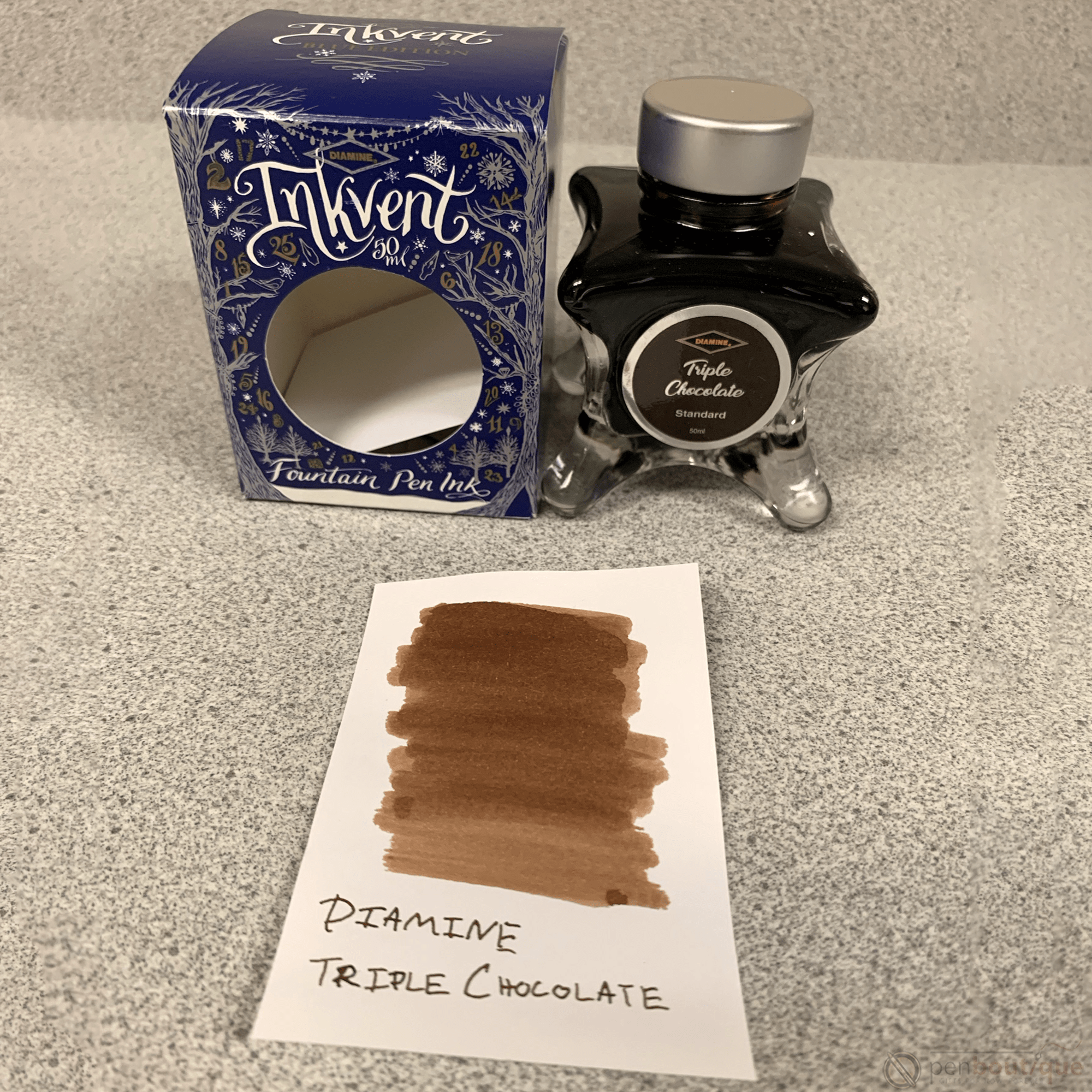 Diamine Ink Bottle - 2019 Inkvent - Blue Edition - Standard Ink Bottle - Triple Chocolate - 50ml - Pen Boutique Ltd
