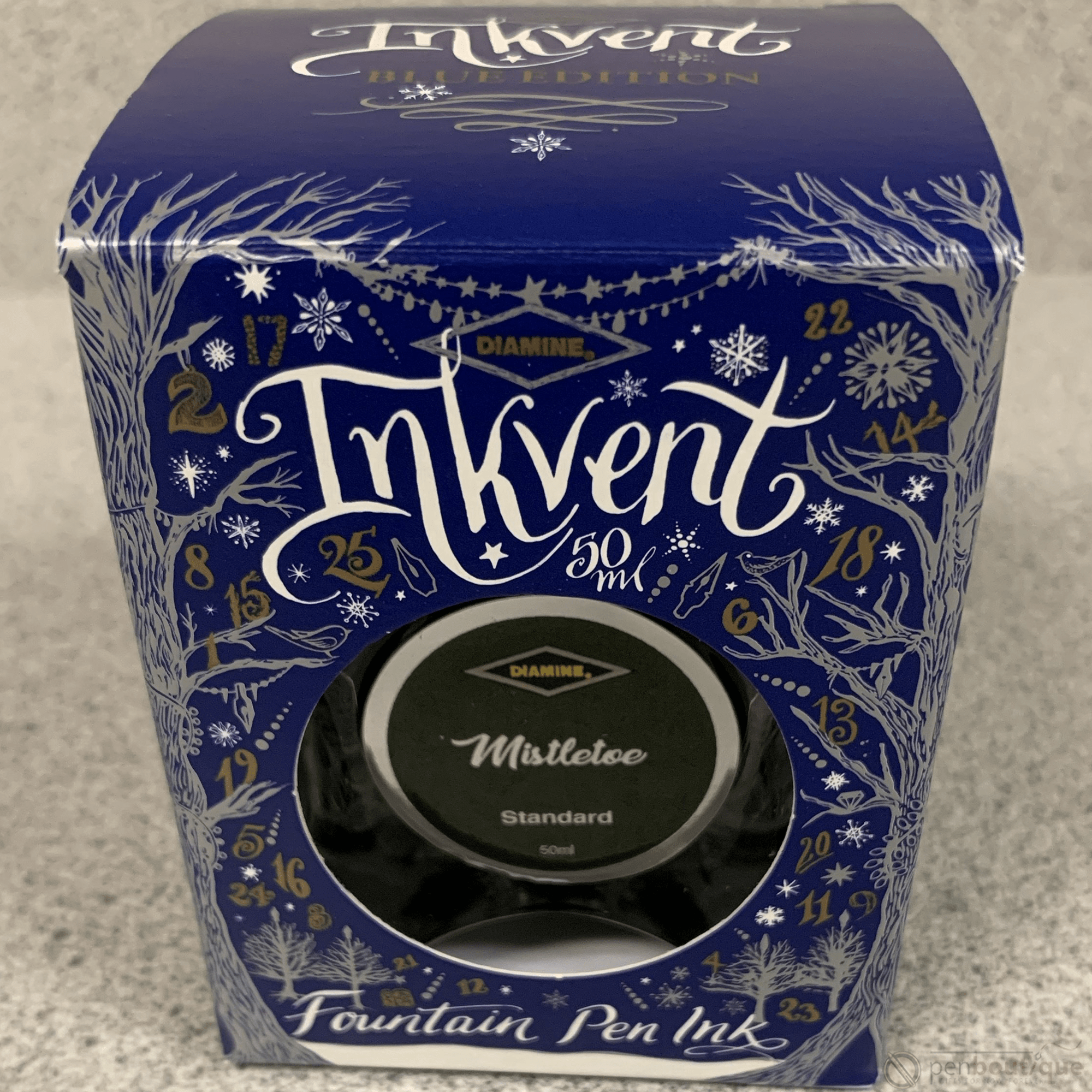 Diamine Ink Bottle - 2019 Inkvent - Blue Edition - Standard Ink Bottle - Mistletoe - 50ml - Pen Boutique Ltd