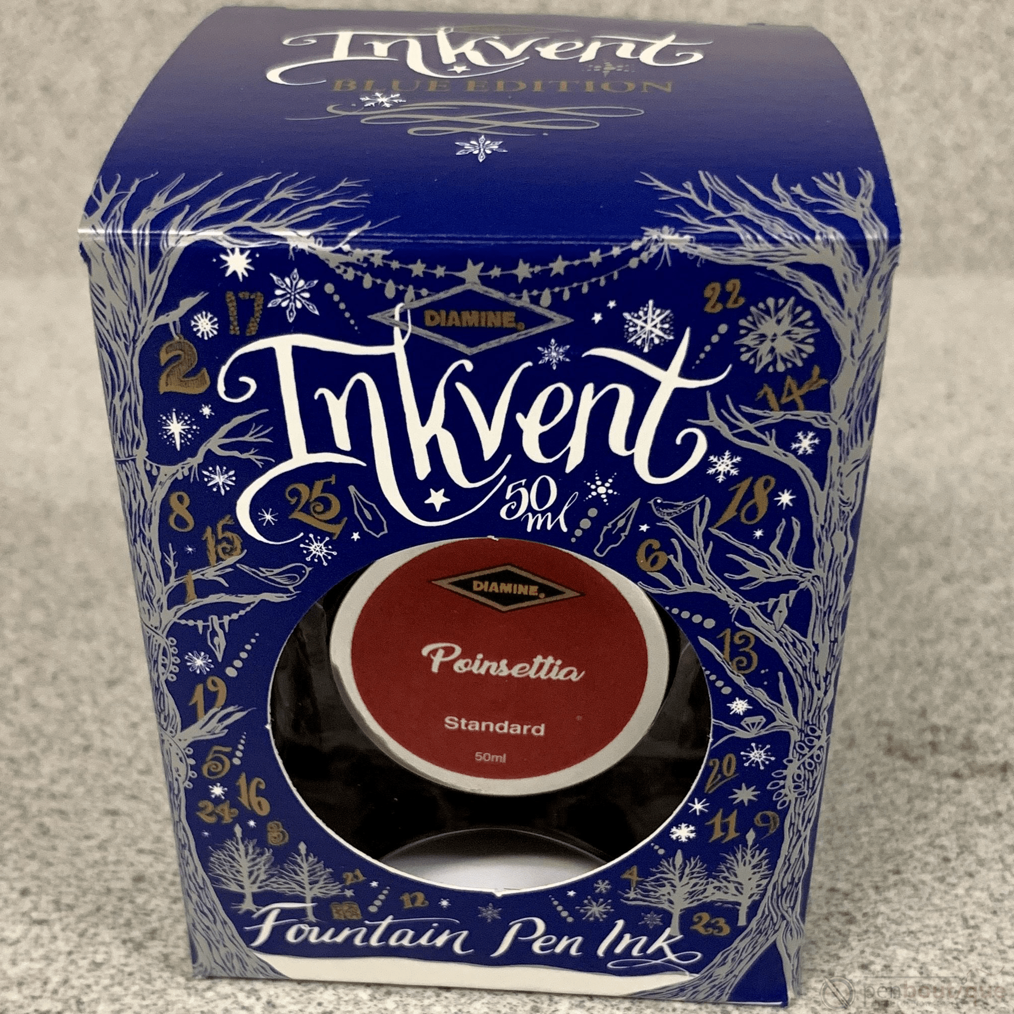 Diamine Ink Bottle - 2019 Inkvent - Blue Edition - Standard Ink Bottle - Standard - Poinsettia - 50ml - Pen Boutique Ltd