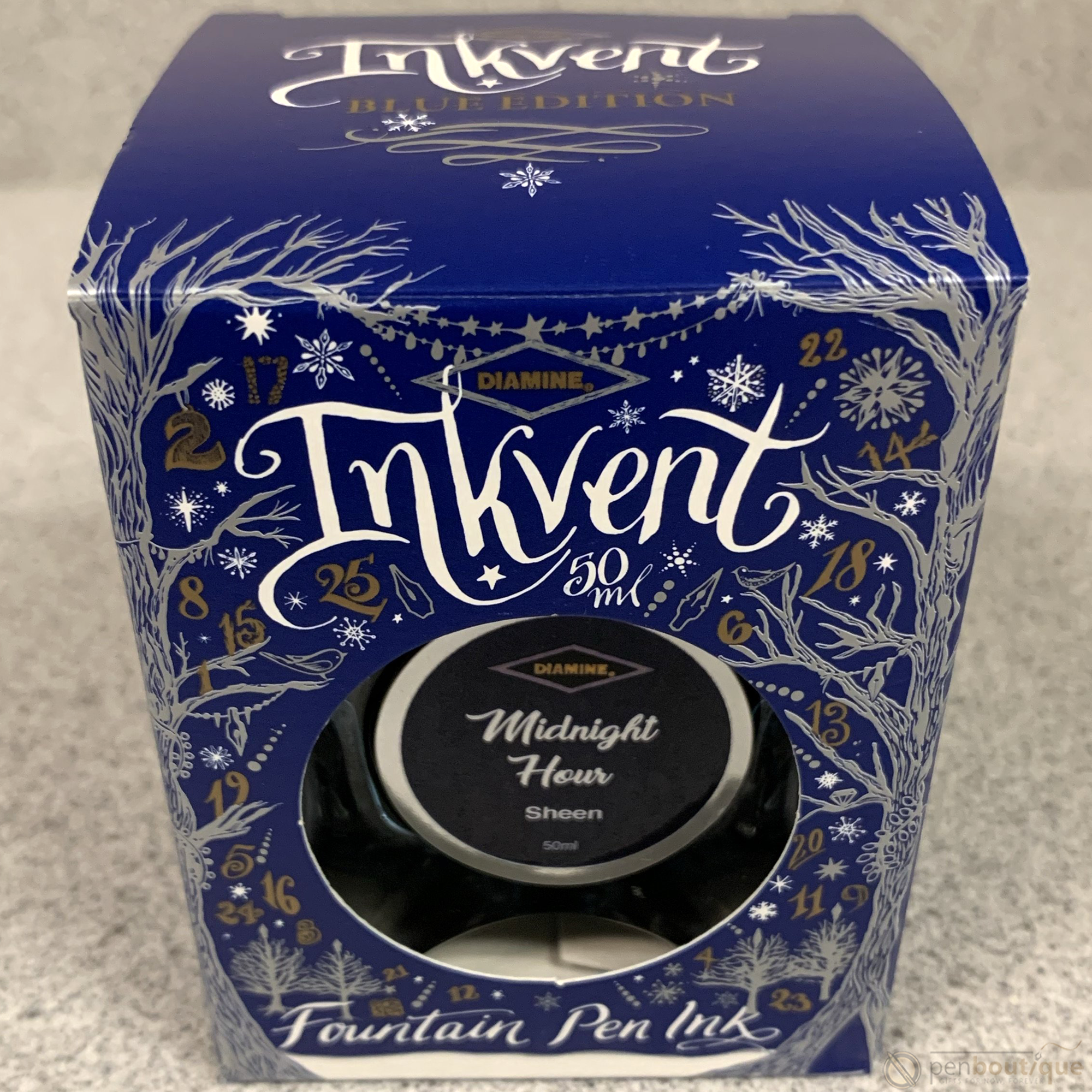 Diamine Ink Bottle - 2019 Inkvent - Blue Edition - Sheen Ink Bottle - Midnight Hour - 50ml - Pen Boutique Ltd