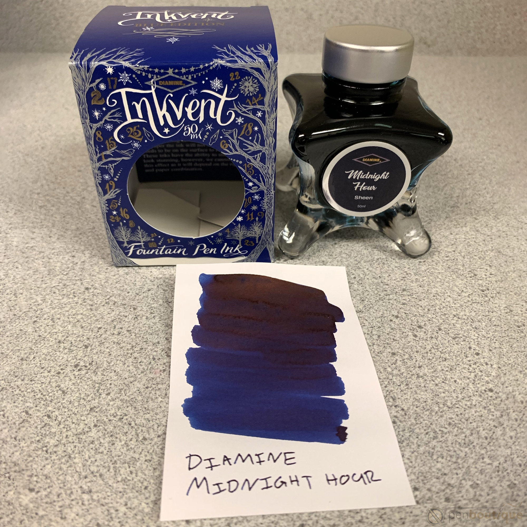 Diamine Ink Bottle - 2019 Inkvent - Blue Edition - Sheen Ink Bottle - Midnight Hour - 50ml - Pen Boutique Ltd