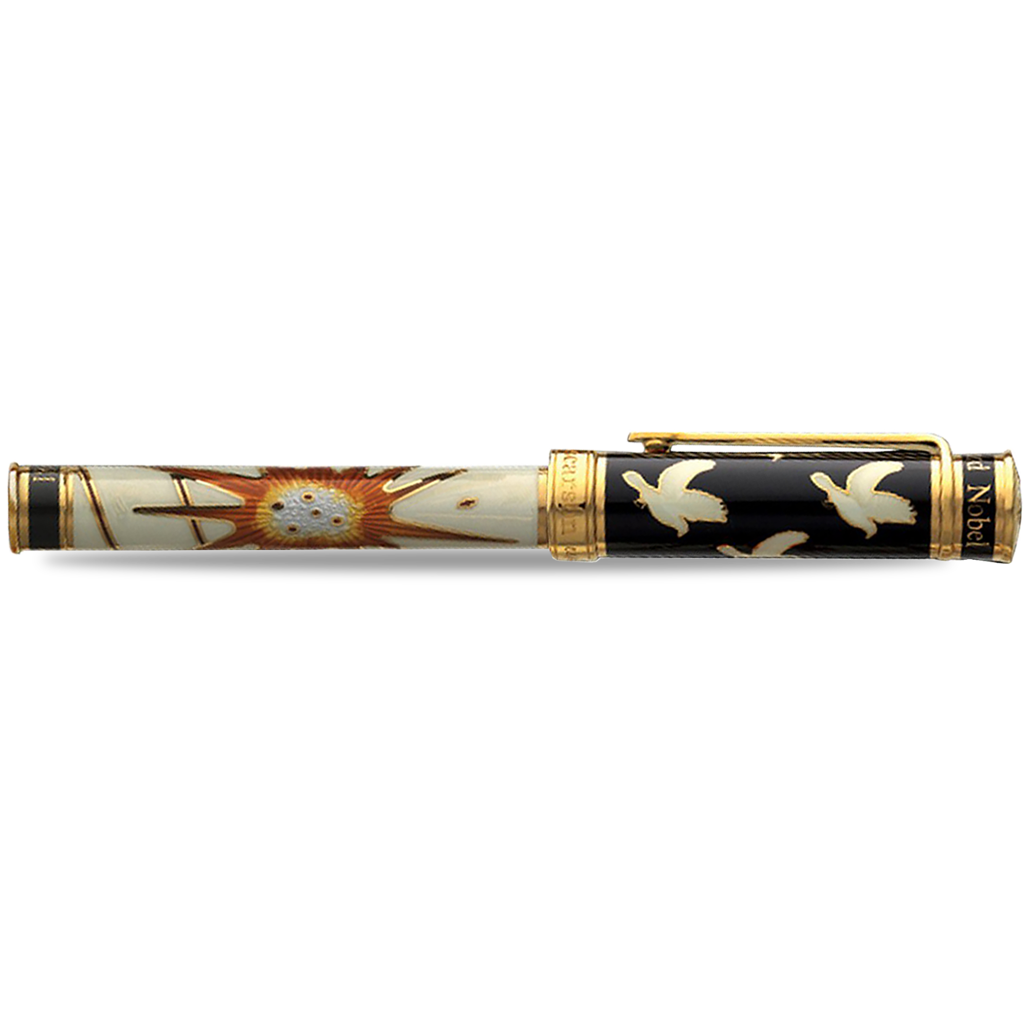 David Oscarson Alfred Bernhard Nobel Rollerball Pen - White Gold w/ White Barrel-Pen Boutique Ltd
