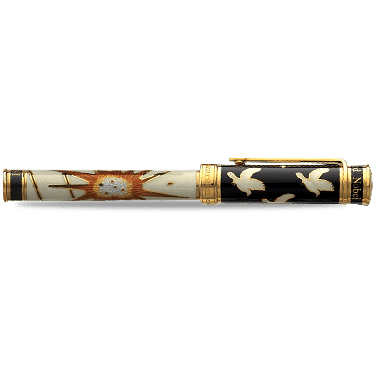 David Oscarson Alfred Bernhard Nobel Rollerball Pen - White Gold w/ White Barrel - Pen Boutique Ltd