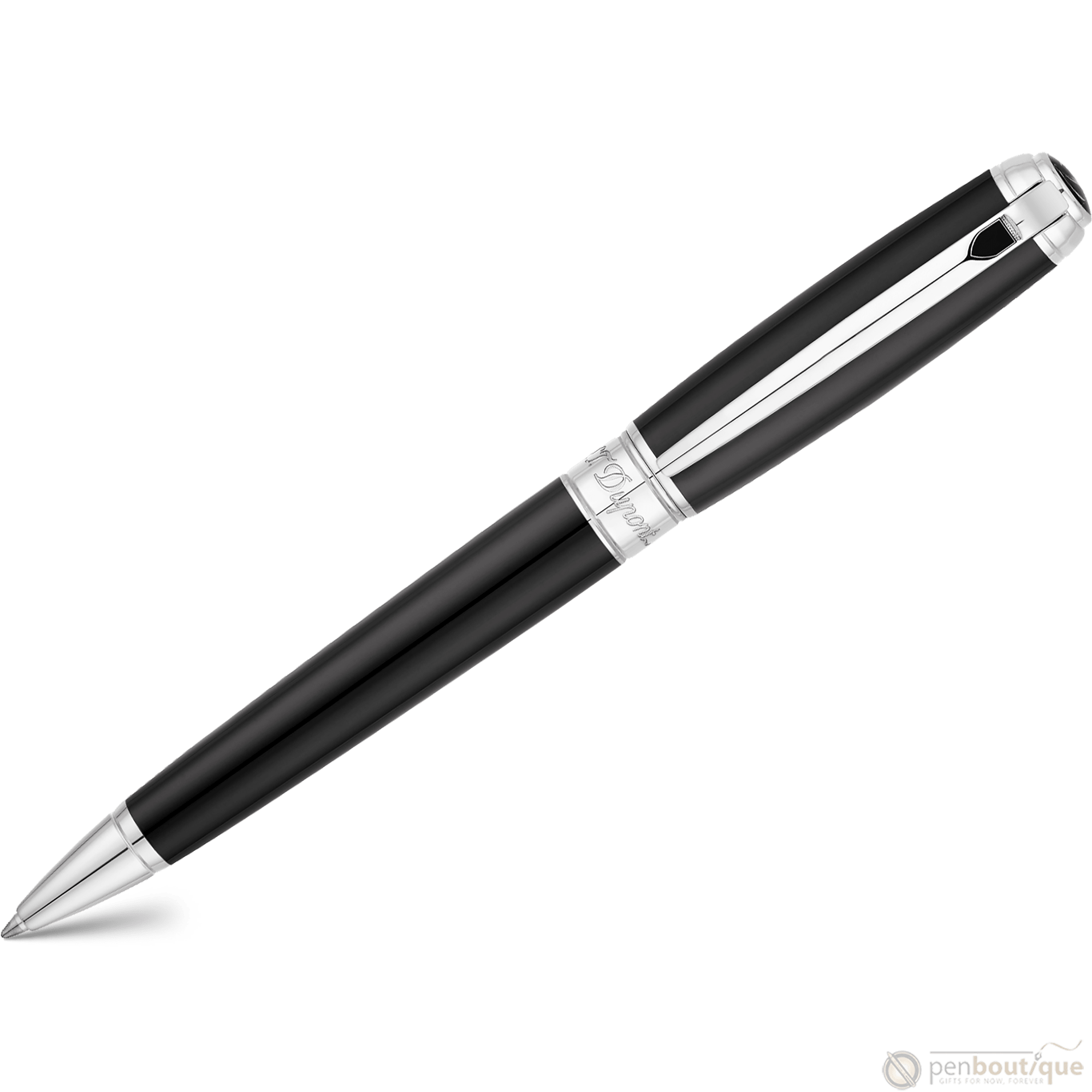 S T Dupont Line D Ballpoint Pen - Black - Chrome Trim - Pen Boutique Ltd
