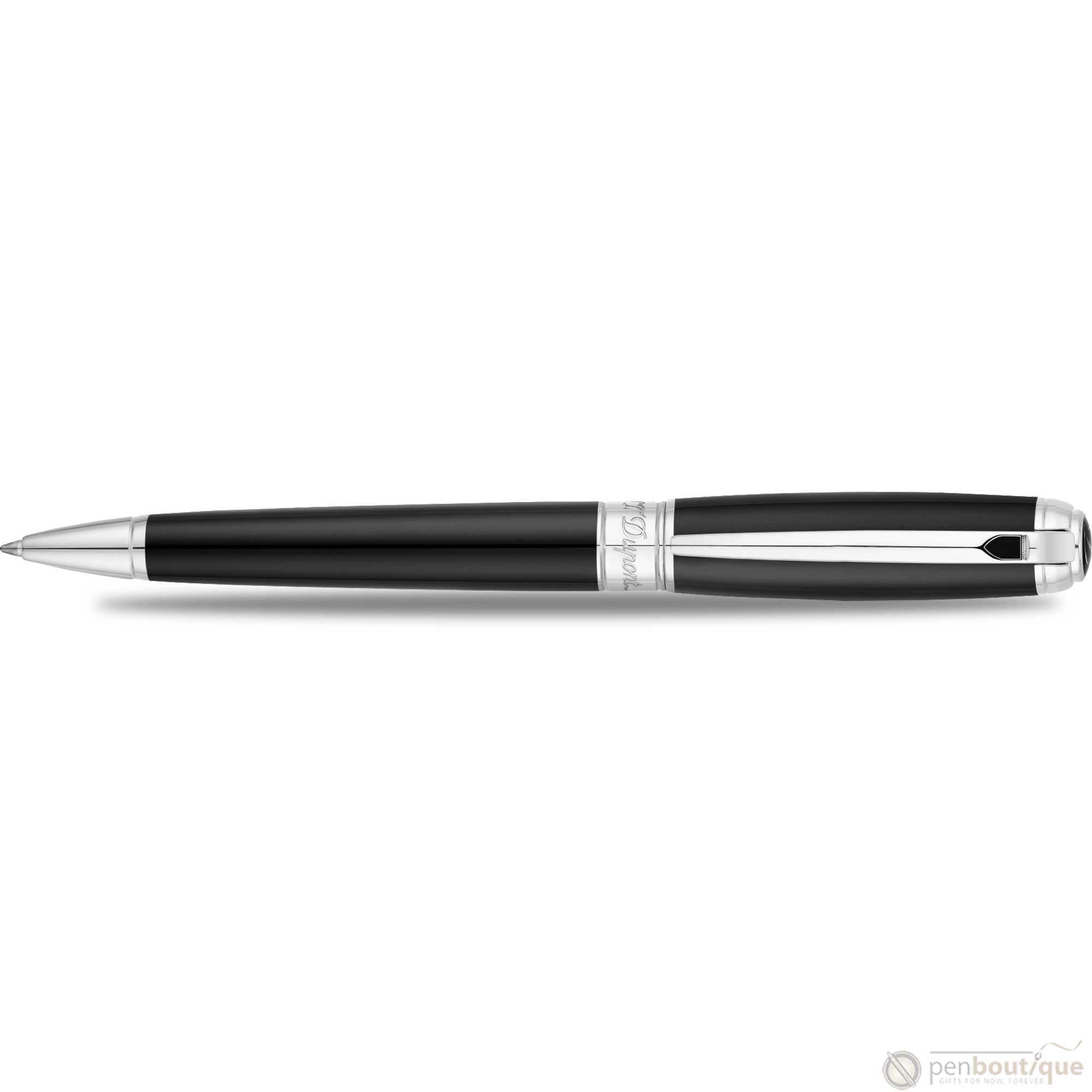 S T Dupont Line D Ballpoint Pen - Black - Chrome Trim - Pen Boutique Ltd