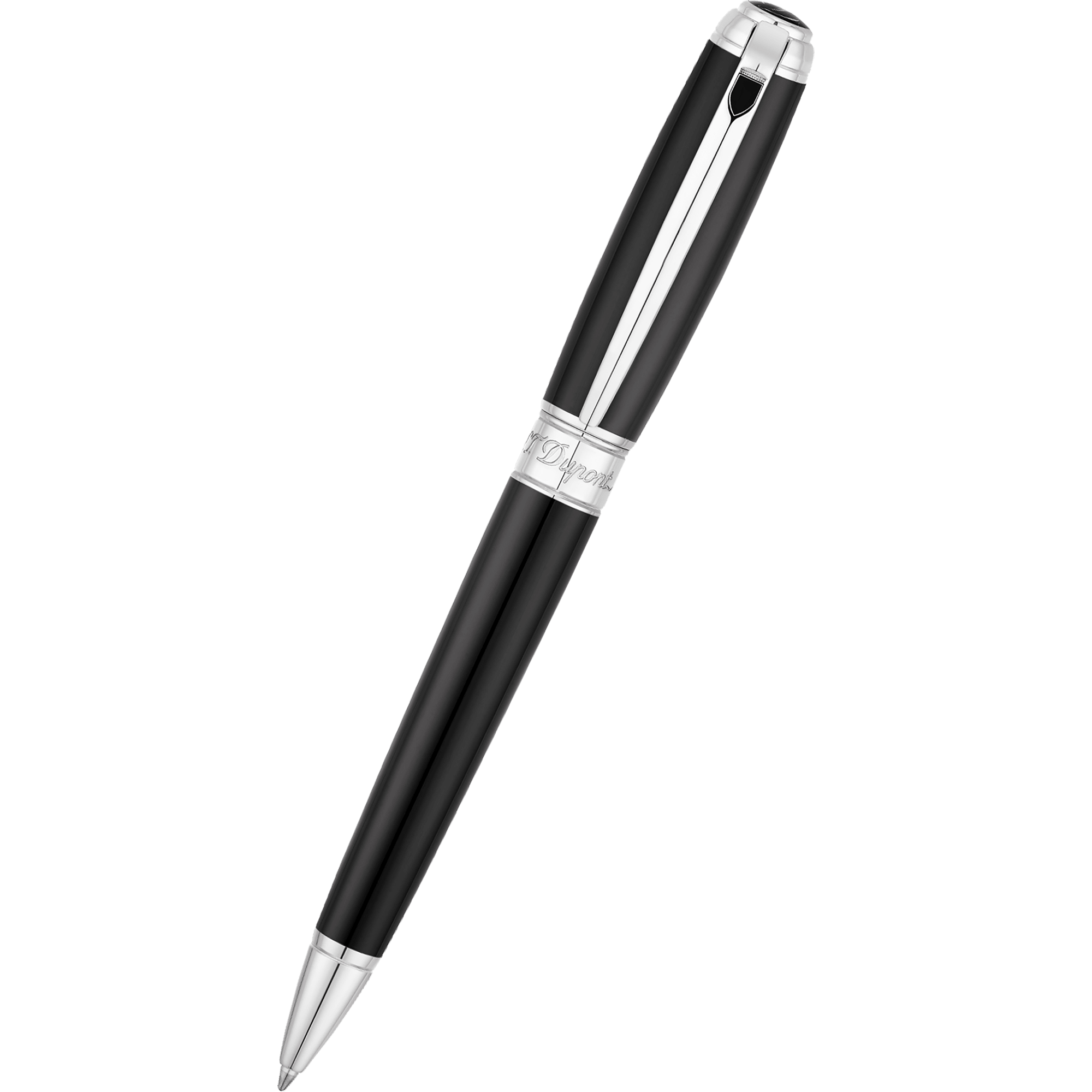 S T Dupont Line D Ballpoint Pen - Black - Chrome Trim - Pen Boutique Ltd