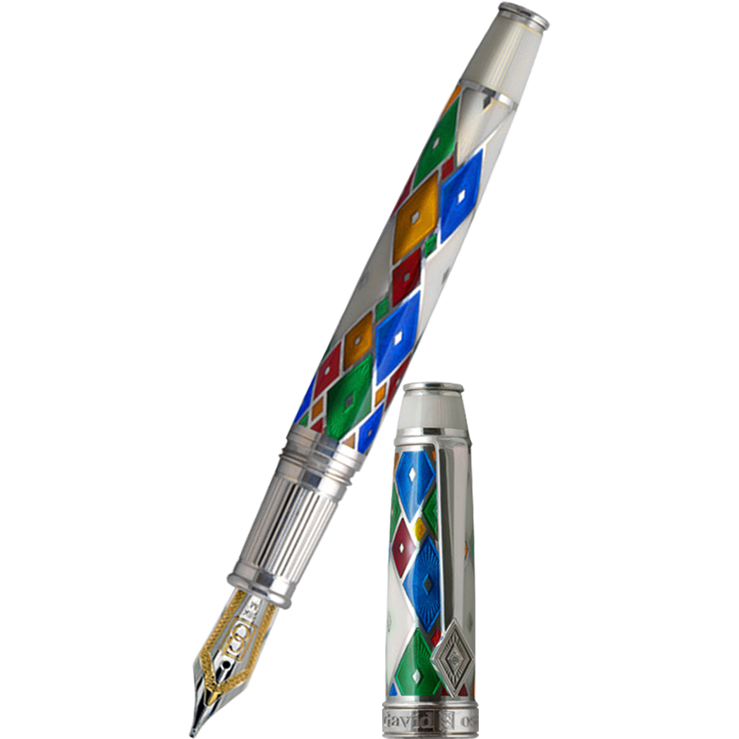 David Oscarson Harlequin Fountain Pen - Opalescent White/Pearl - Pen Boutique Ltd