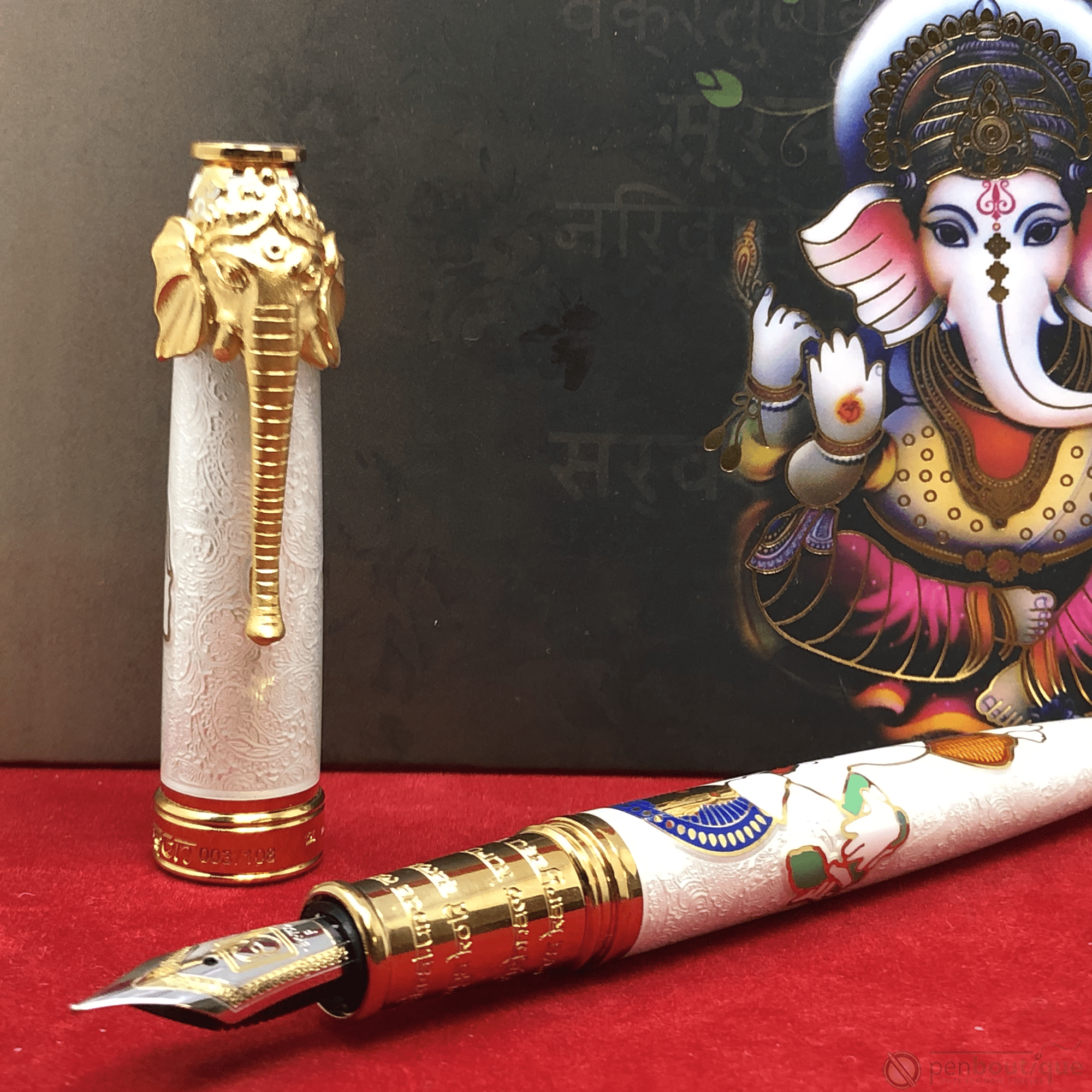 David Oscarson Lord Ganesha Fountain Pen - White - Pen Boutique Ltd