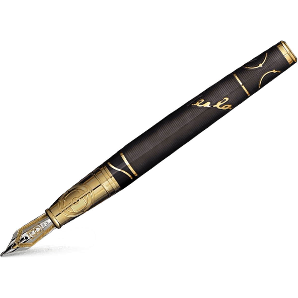 David Oscarson Tesla Fountain Pen - Translucent Black - Gold Trim - Pen Boutique Ltd