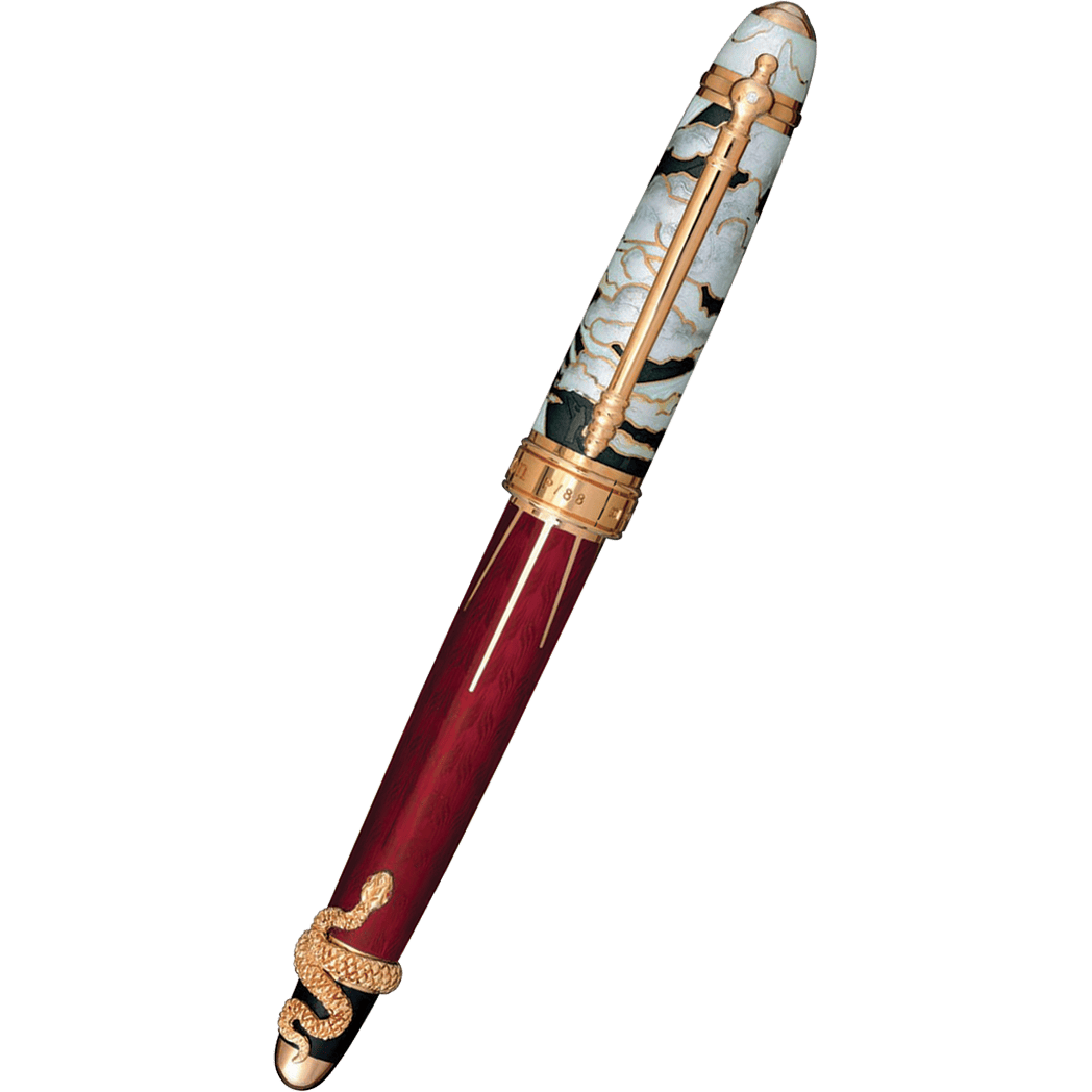 David Oscarson Deus Regit Rollerball Pen - Red - Gold Trim - Pen Boutique Ltd