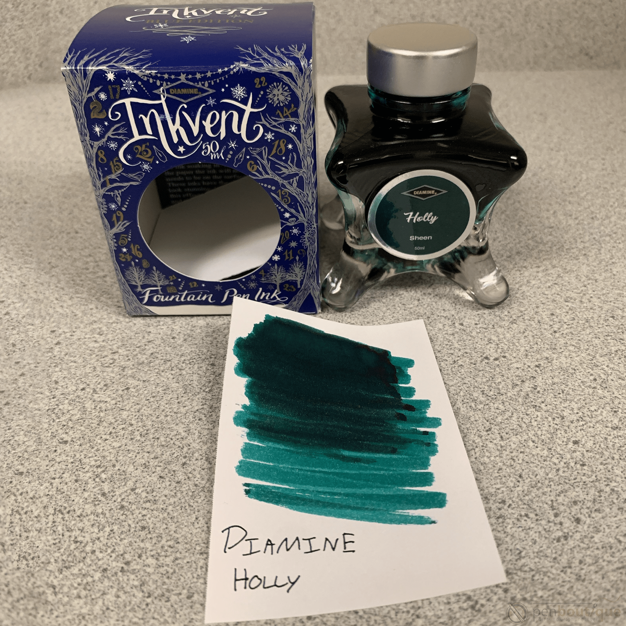 Diamine Ink Bottle - 2019 Inkvent - Blue Edition - Sheen Ink Bottle - Holly - 50ml - Pen Boutique Ltd