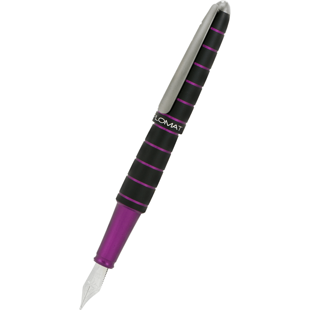 Diplomat Elox Ring Fountain Pen - Purple - Stainless Steel Nib - Pen Boutique Ltd