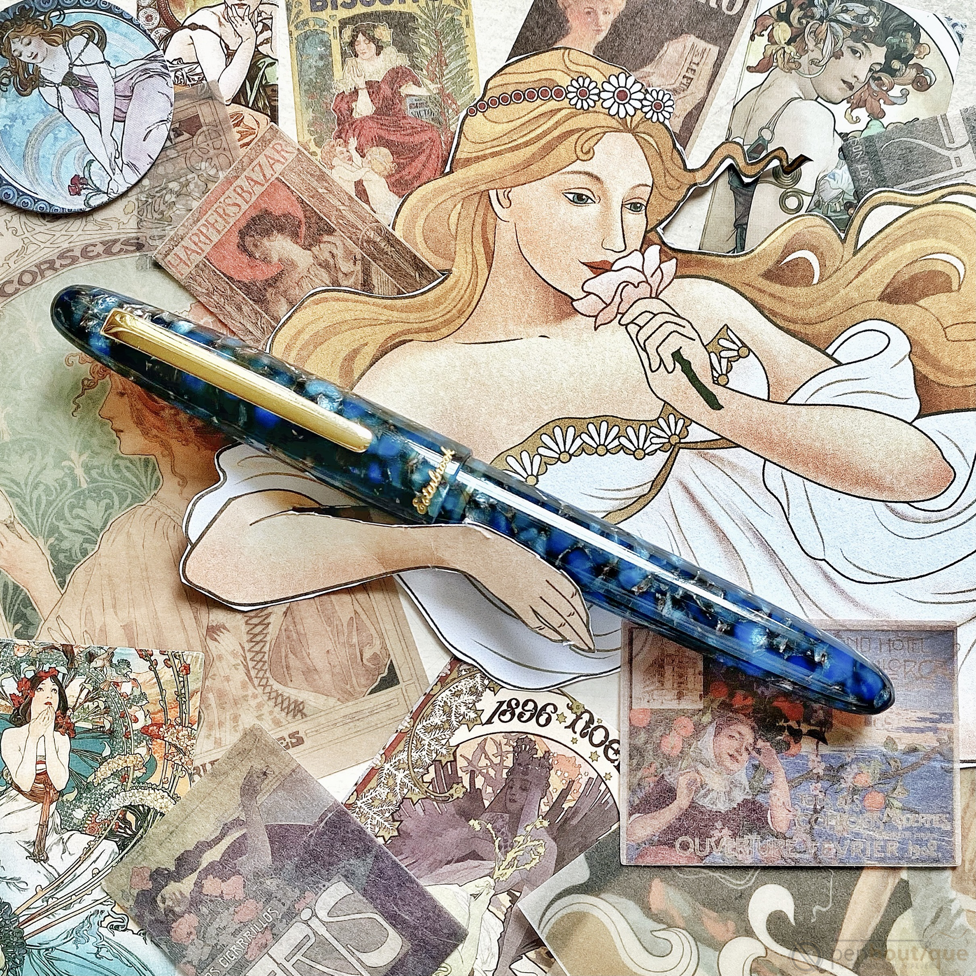 Esterbrook Estie OS Fountain Pen - Nouveau Bleu - Gold Trim - Pen Boutique Ltd