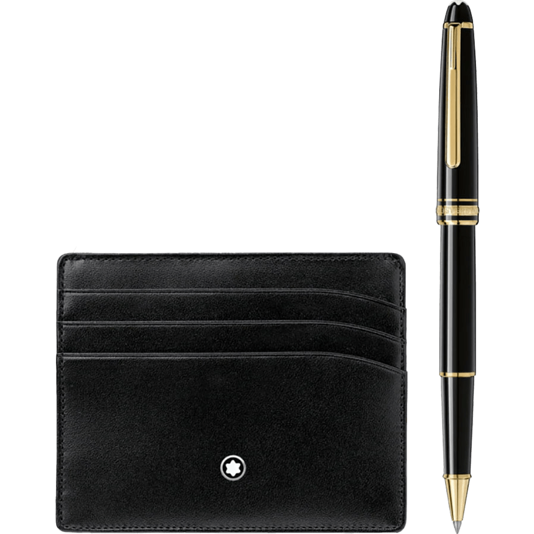 Montblanc Meisterstuck Gift Set (Rollerball & Pocket Holder) - Black - Pen Boutique Ltd