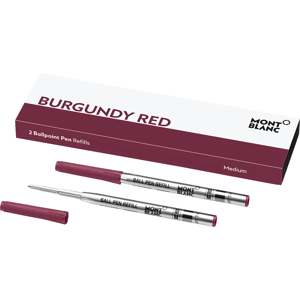 Montblanc Ballpoint Refill - Medium - Burgundy Red - 2 per pack - Pen Boutique Ltd