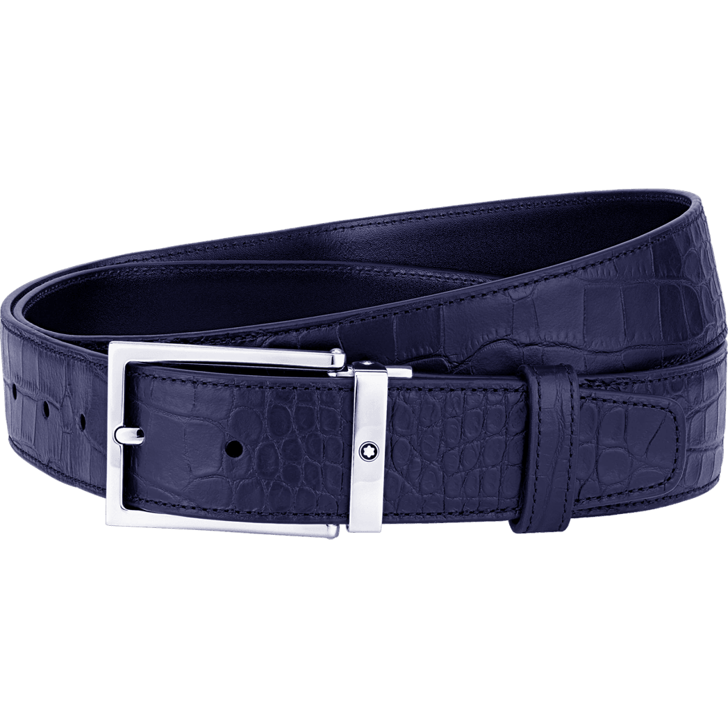 Montblanc Leather Belt - Blue - Pen Boutique Ltd