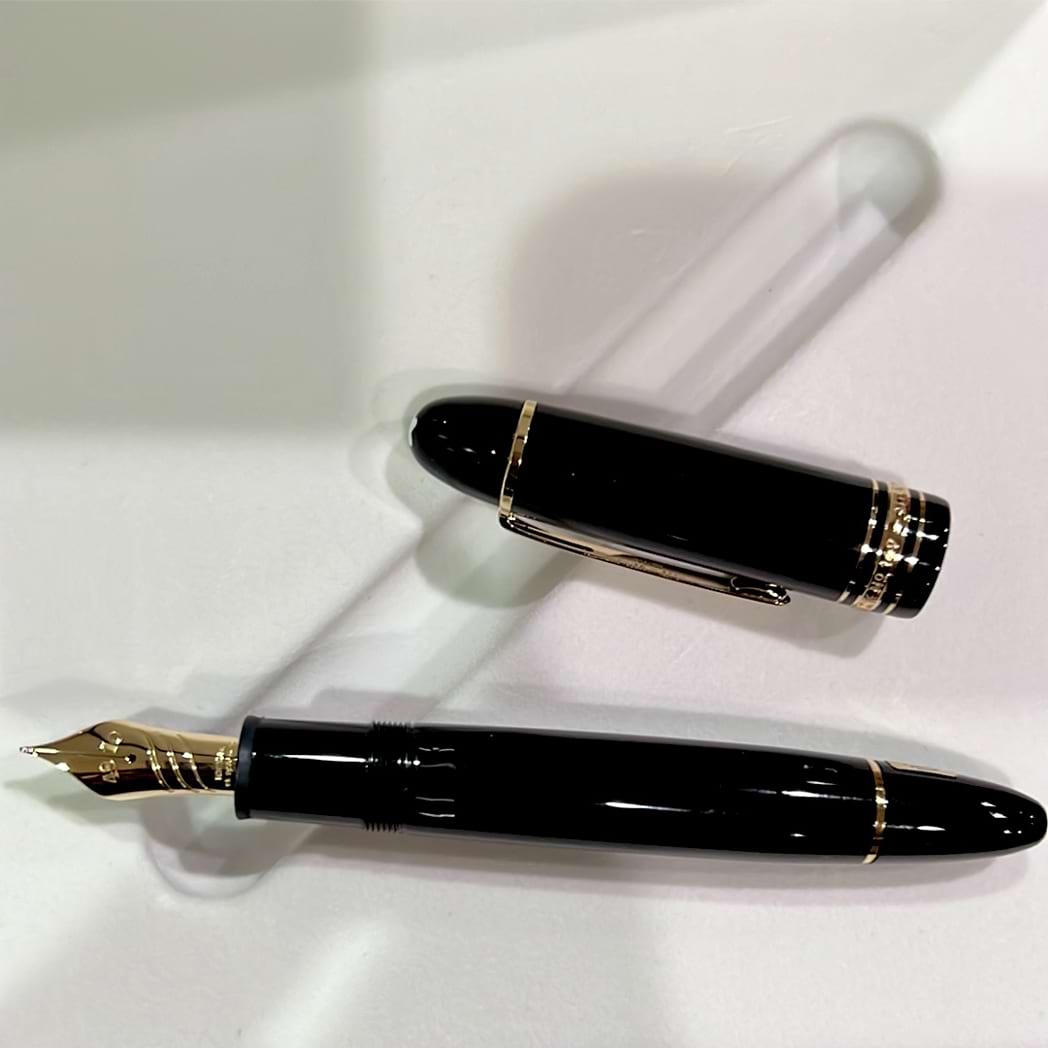 Montblanc Meisterstuck Calligraphy Fountain Pen - 149 Black - Curved Nib - Pen Boutique Ltd