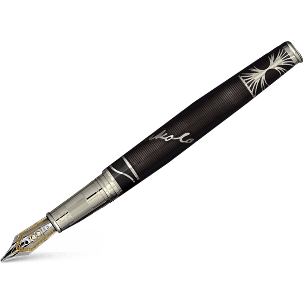 David Oscarson Tesla Fountain Pen - Translucent Black - Silver Trim - Pen Boutique Ltd