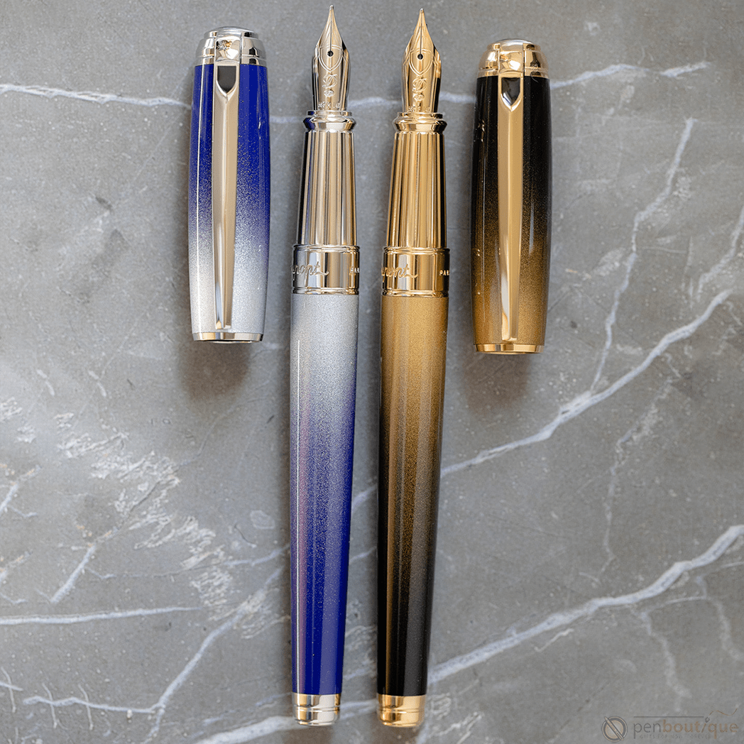 S T Dupont Line D Fountain Pen - Starburst Blue - Palladium Trim (USA Exclusive Edition) - Pen Boutique Ltd