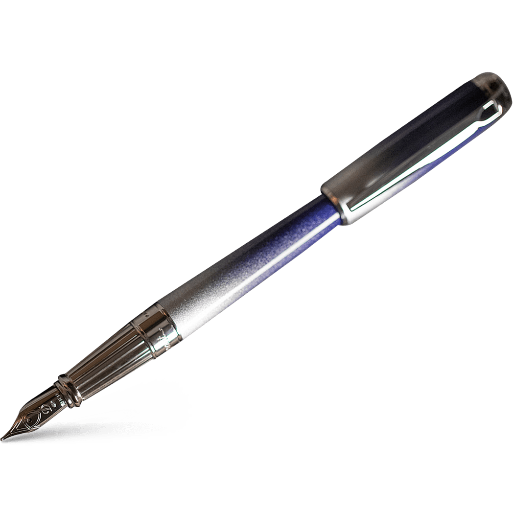 S T Dupont Line D Fountain Pen - Starburst Blue - Palladium Trim (USA Exclusive Edition) - Pen Boutique Ltd