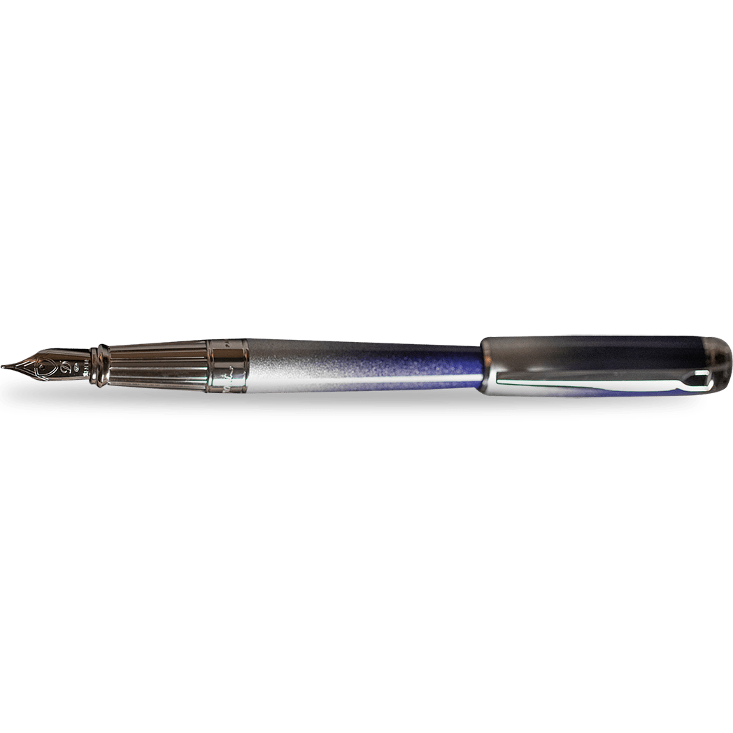 S T Dupont Line D Fountain Pen - Starburst Blue - Palladium Trim (USA Exclusive Edition) - Pen Boutique Ltd
