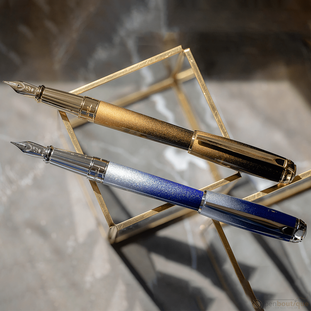 S T Dupont Line D Fountain Pen - Starburst Blue - Palladium Trim (USA Exclusive Edition) - Pen Boutique Ltd