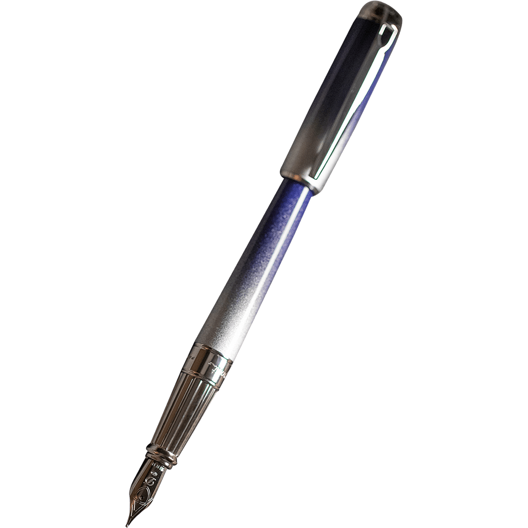 S T Dupont Line D Fountain Pen - Starburst Blue - Palladium Trim (USA Exclusive Edition) - Pen Boutique Ltd