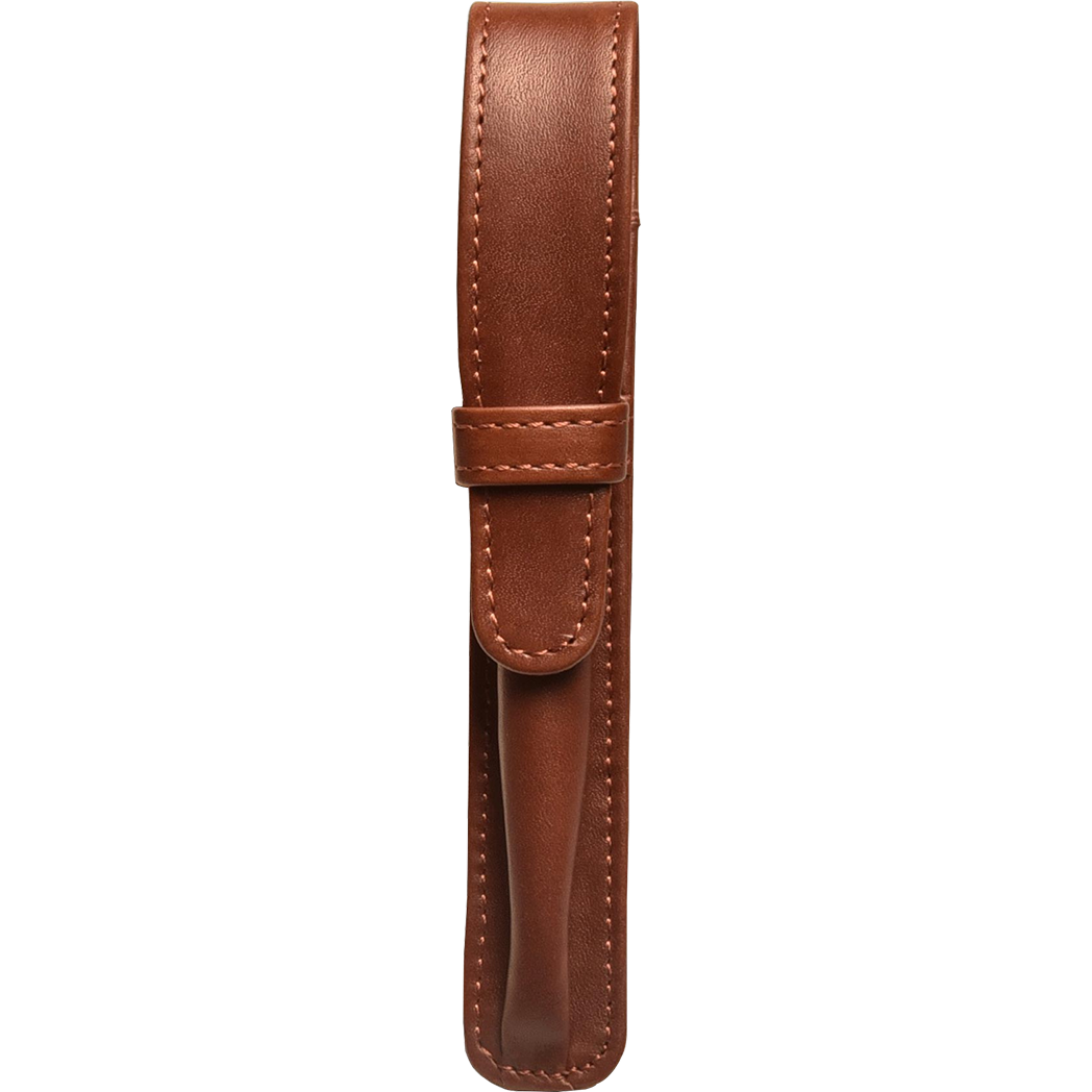 Aston Leather Cognac Finger Style Single Pen Case - Pen Boutique Ltd