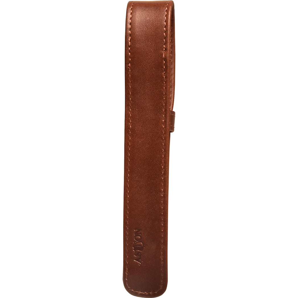 Aston Leather Cognac Finger Style Single Pen Case - Pen Boutique Ltd