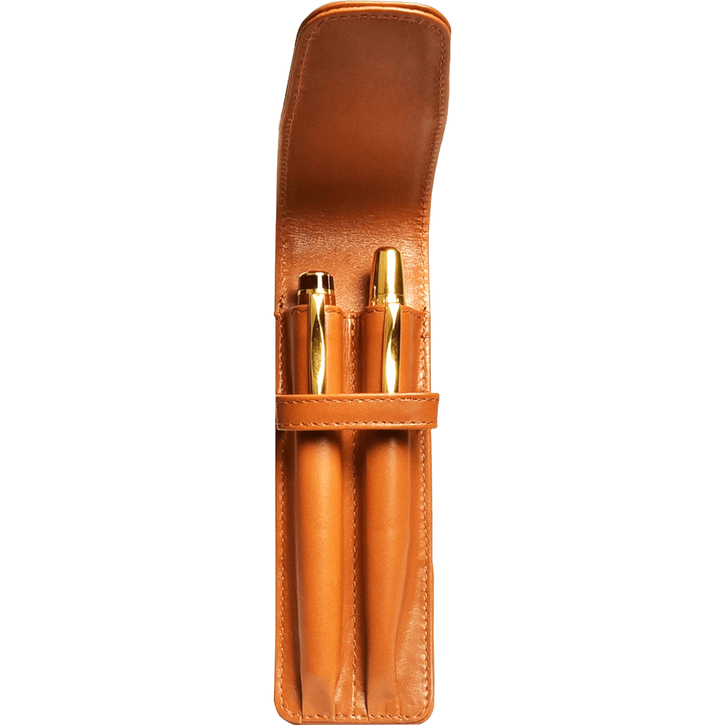 Aston Leather Tan Finger Style Double Pen Case - Pen Boutique Ltd