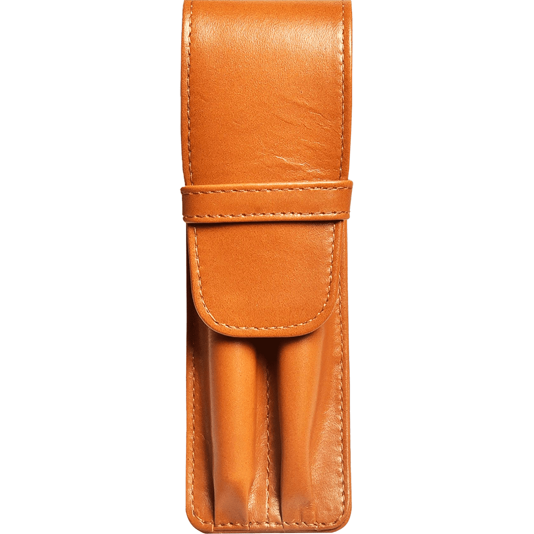 Aston Leather Tan Finger Style Double Pen Case - Pen Boutique Ltd