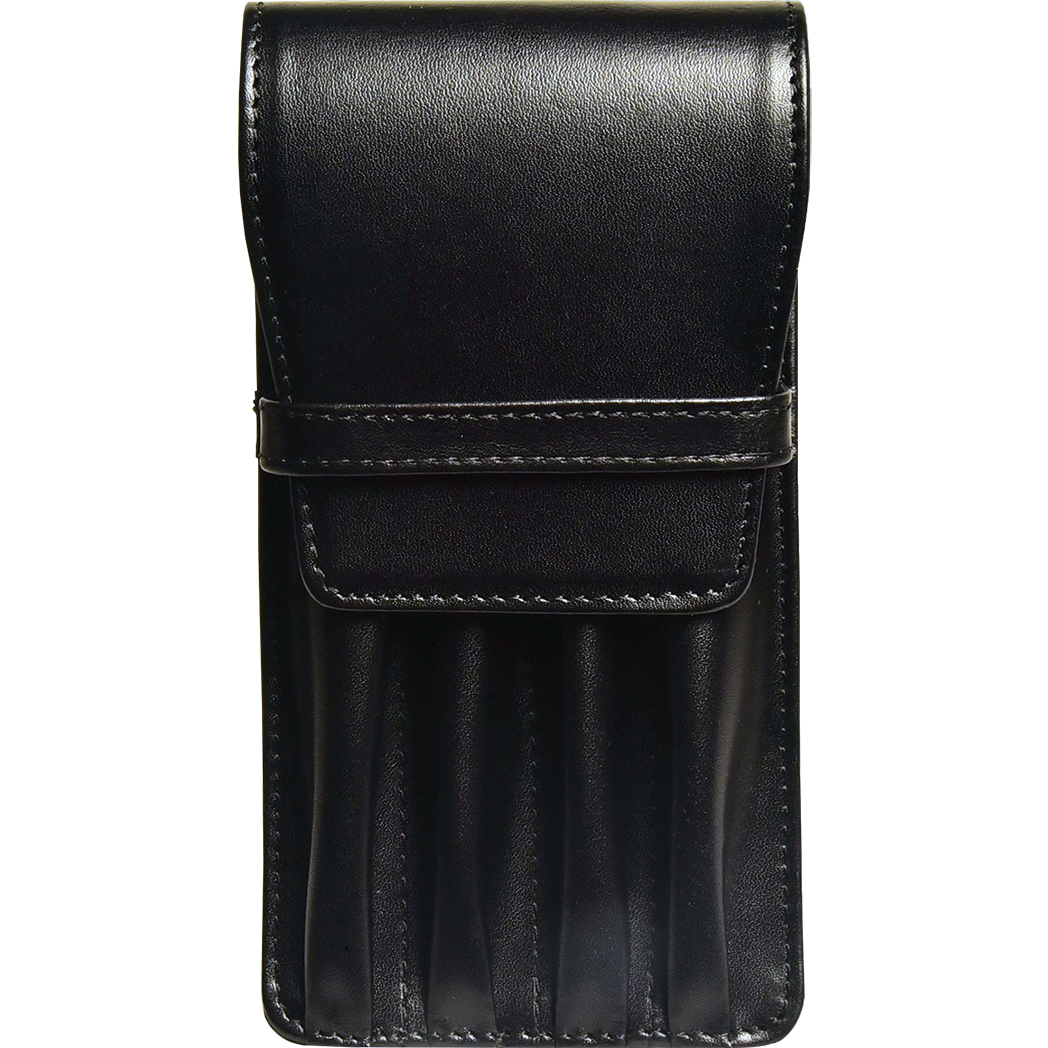 Aston Leather Black Finger Style Quad Pen Case - Pen Boutique Ltd