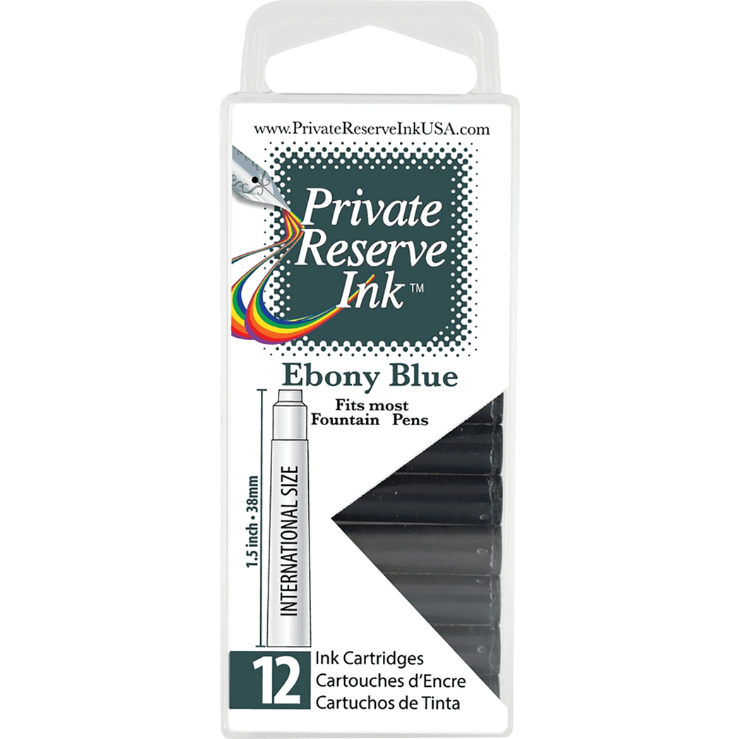Private Reserve Winter Color Ink Cartridges - Ebony Blue (12 per pack) - Pen Boutique Ltd